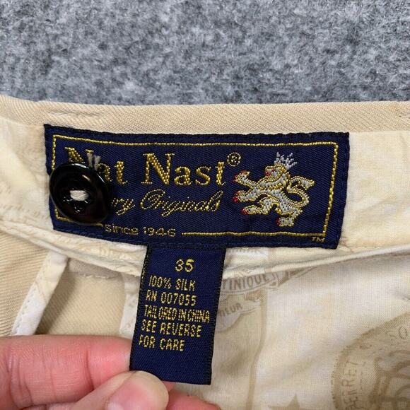 Nat Nast Pants Mens 35 Sand Silk Luxury Originals Relaxed Straight High Rise - Picture 5 of 12